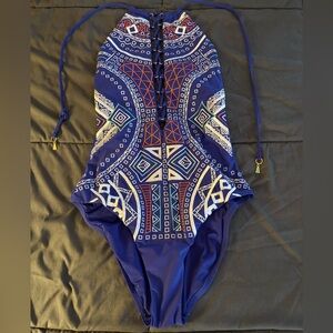 Absolutely gorgeous Trina Turk Geometric Blue One-Piece Swimsuit. Size 10